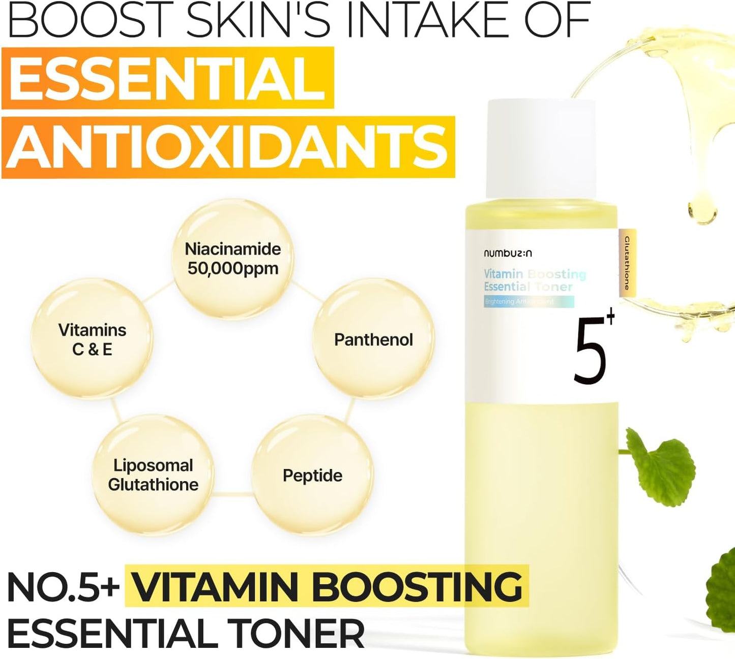 numbuzin No.5 Toner | Vitamin Boosting Essential Toner | First Step Skin Care | Improves Hyperpigmentation and Uneven Skin Tone | 6.76 fl. oz.