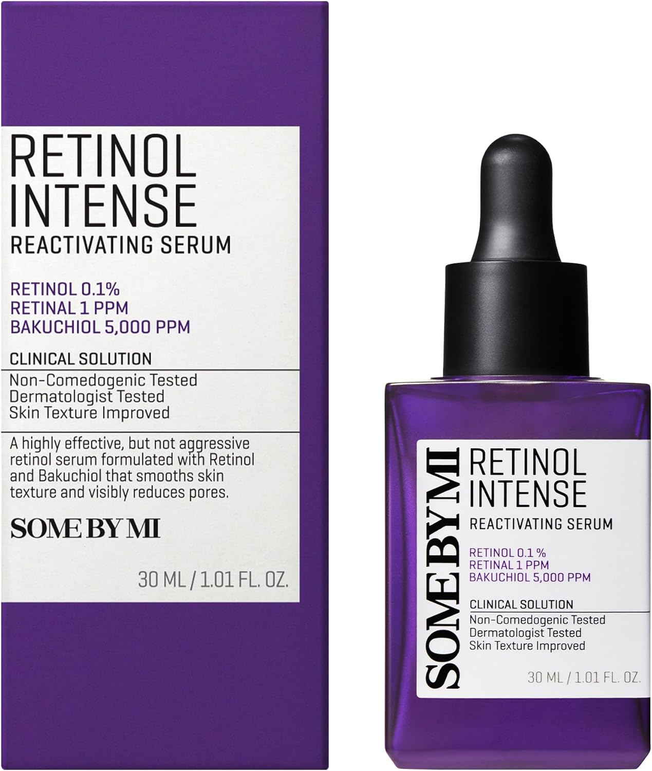 Some By Mi Retinol Intense Reactivating Face Serum | 30ml | Mild 0.1% Retinol Serum For Anti-Aging And Glass Skin | Improvement Of Post Acne Marks, Skin Texture & Elasticity