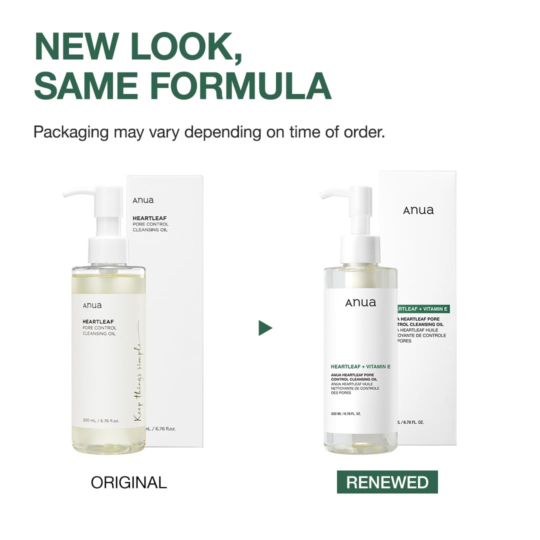 ANUA Heartleaf Pore Control Cleansing Oil Korean Facial Cleanser, Daily Makeup Blackheads Removal 6.76 fl oz(200ml)