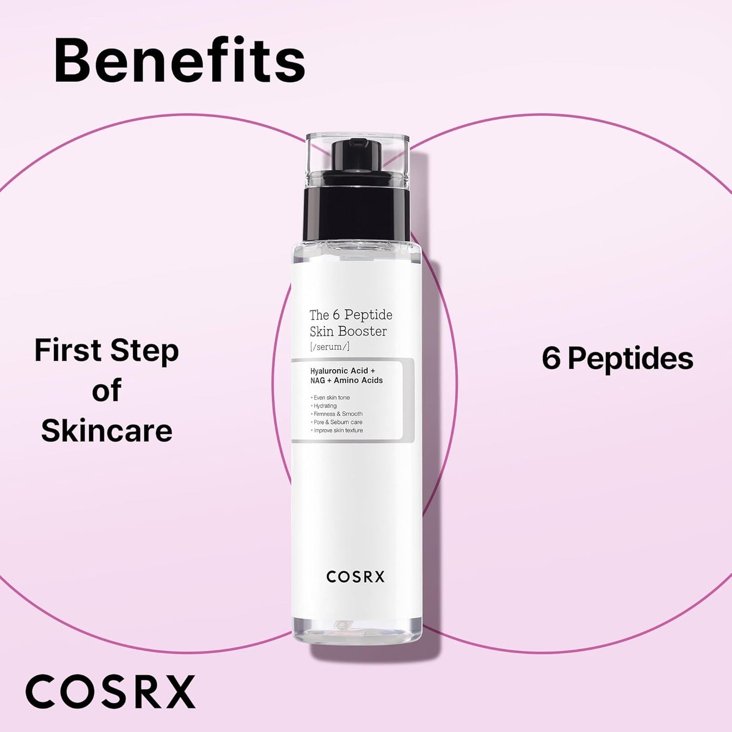 COSRX 6 x Peptide Collagen Booster Toner Serum 150 ml / 5.07 Fl.Oz, Skin Renewal Boosting Facial Essence, Niacinamide & Hyaluronic Acid for All Skin Types, Korean Skincare, Paraben Free