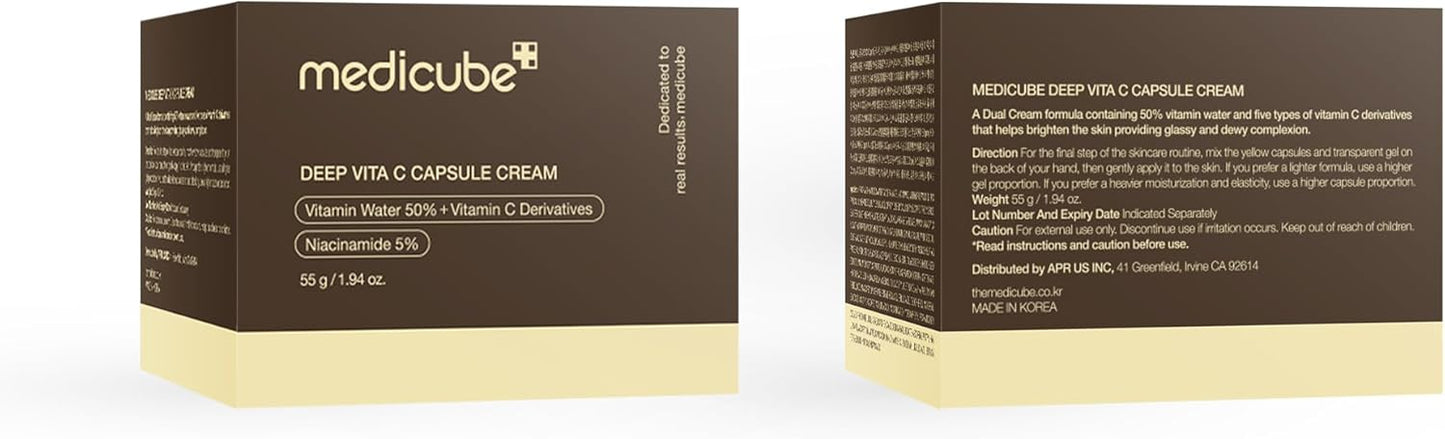 medicube Deep Vitamin C Golden Capsule Face Moisturizer - Liposome Capsules For Wrinkles, Skin Radiance - Transparent Gel for Glow Hydration - Korean Skin Care 1.94 oz