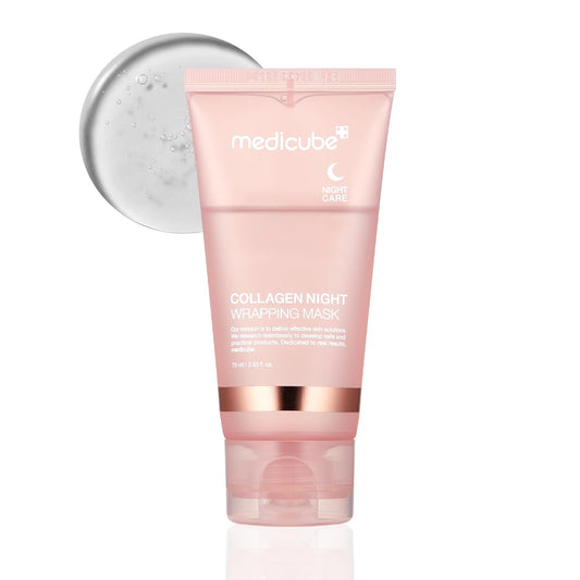 Medicube Collagen Overnight Wrapping Peel Off Facial Mask Pack - Elasticity & Hydration Care, Reduces Sagging & Dullness - Hydrolyzed Collagen For Glowing Skin - Korean Skin Care, 2.53 fl.oz