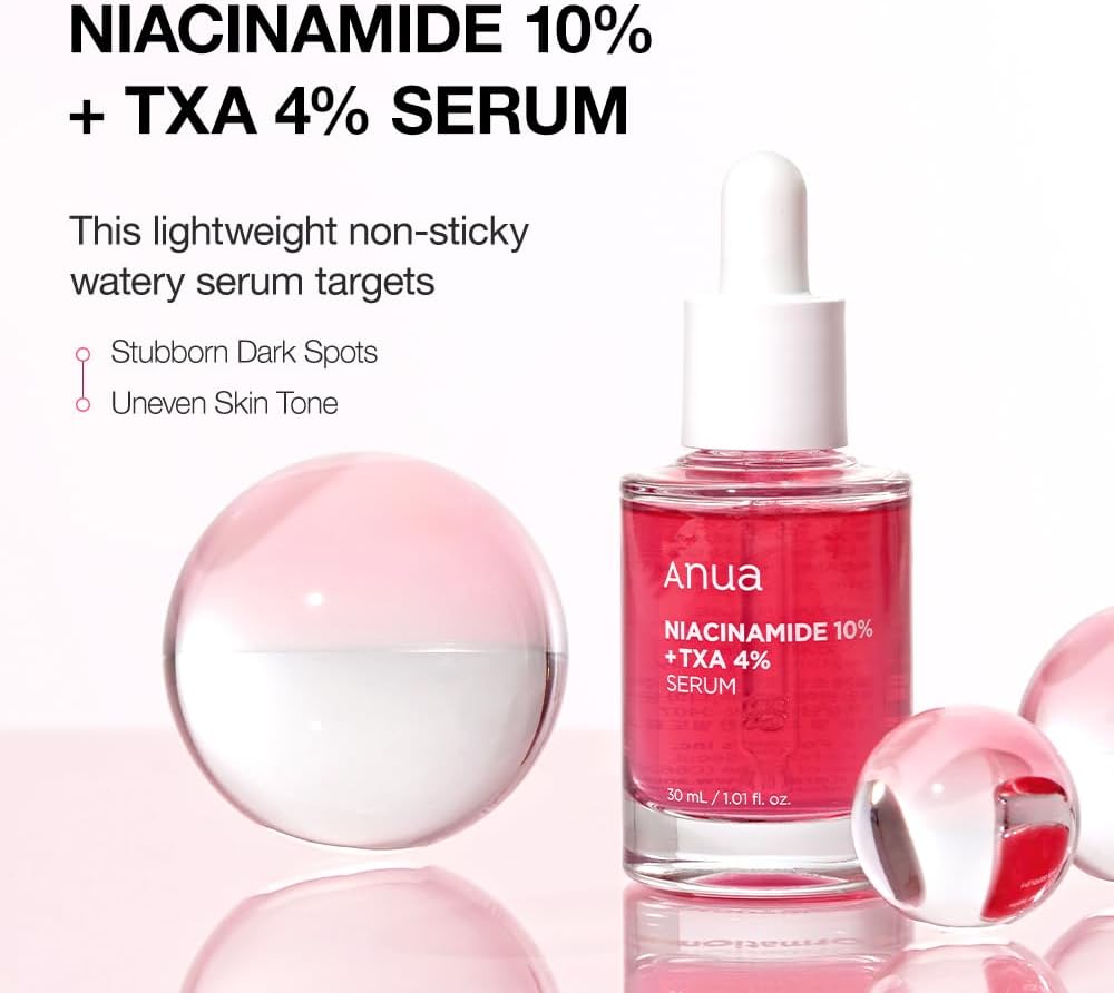 Anua 10% Niacinamide+ 4% Tranexamic Acid Serum, Ceramide, Hyaluronic Acid, Vitamin B12 natural color, for Sensitive skin, Korean Glass Skin, Fragrance-Free (30ml /1.01 fl.oz.)