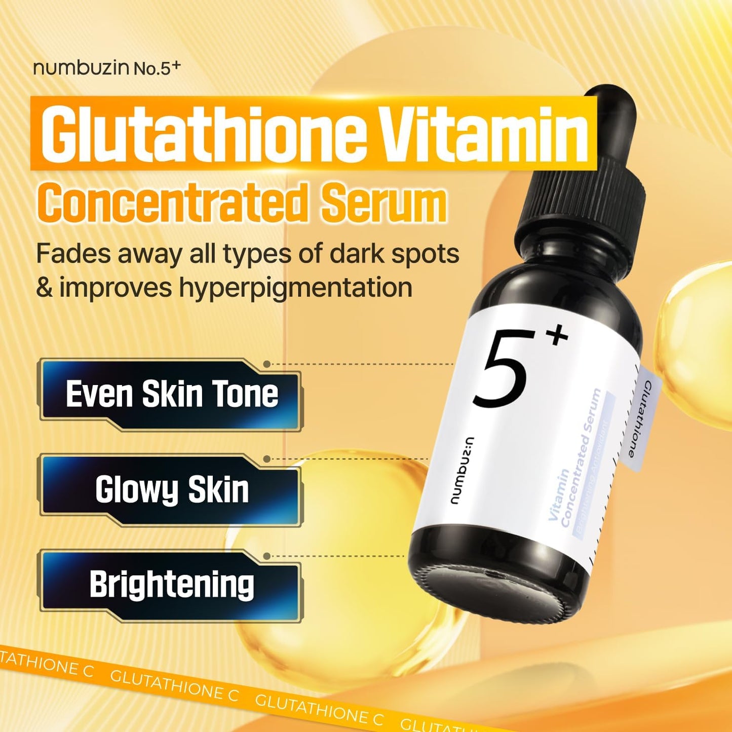 numbuzin No.5 Vitamin Concentrated Serum | Glutathione & Vitamin Serum, Dark Spot.01fl.oz/30ml