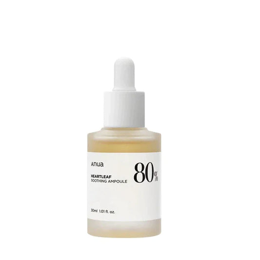 Anua Heartleaf 80 Soothing Ampoule 30ml / 1.01 fl.oz. I non-greasy, highly concentrated skin calm serum hydrating panthenol B5 calming treatment essence for combination, sensitive, normal skin, Korea
